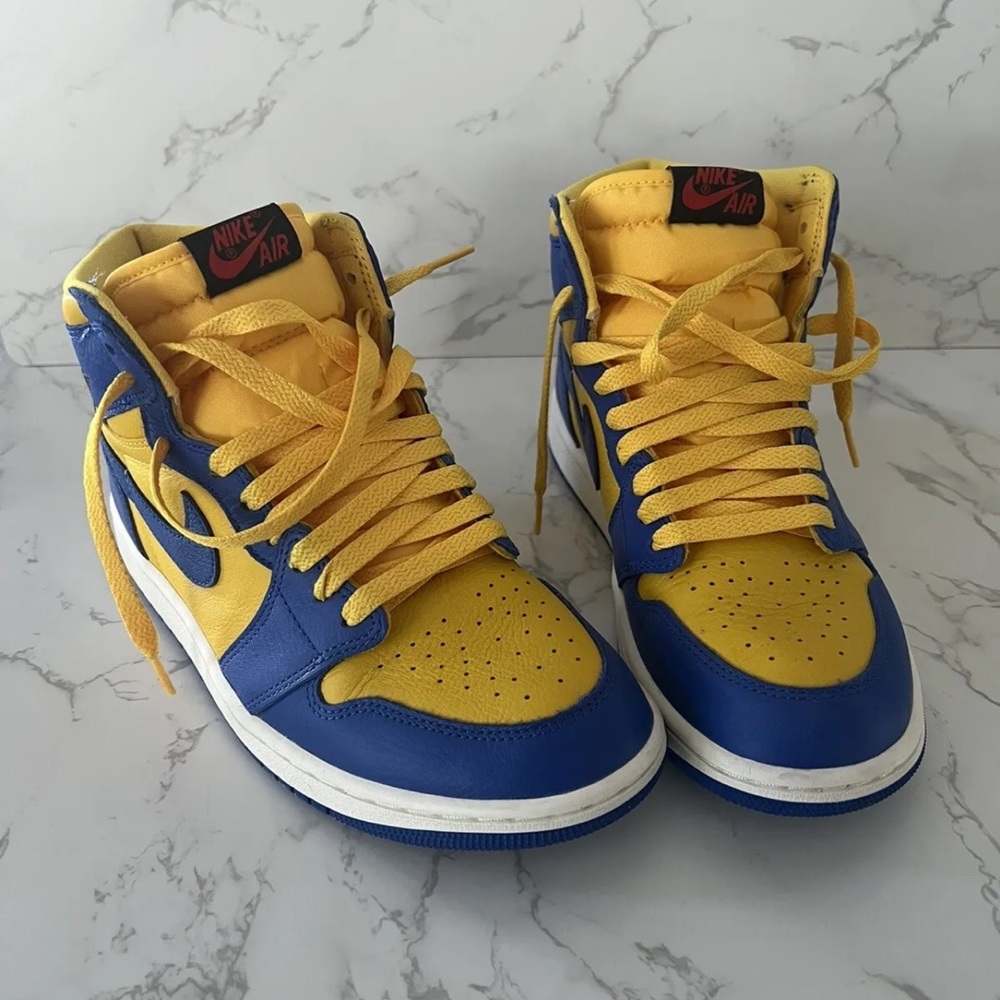 Nike WMNS AirJordan 1 High OG Game Royal and Varsity Maize Size 8